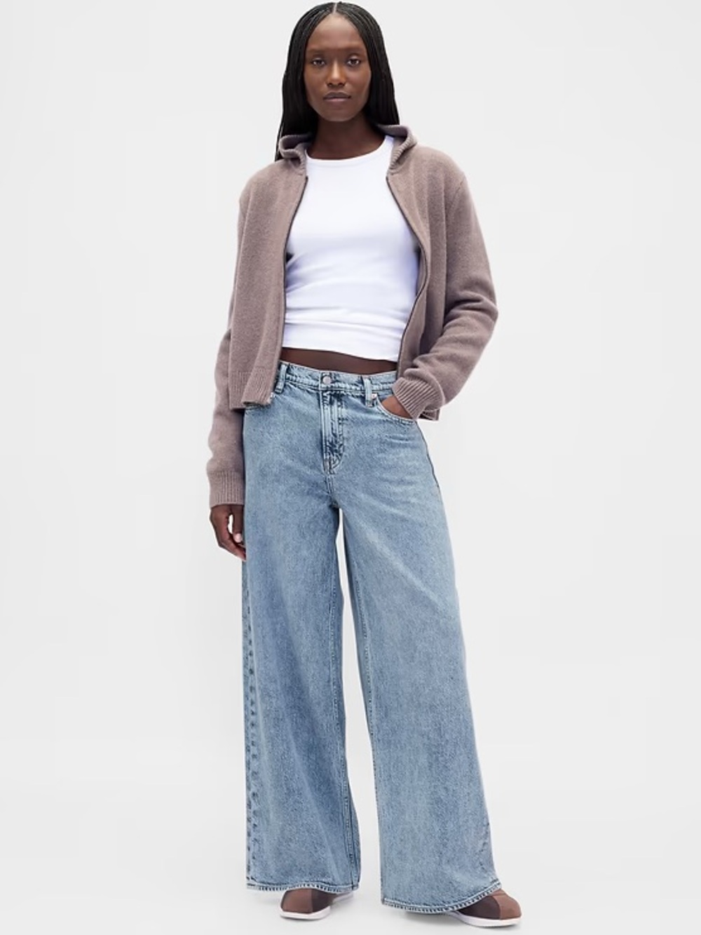 GAP Mid Rise UltraSoft Baggy Wide Leg Jeans in Indigo size 29/8Tall - Picture 2 of 8